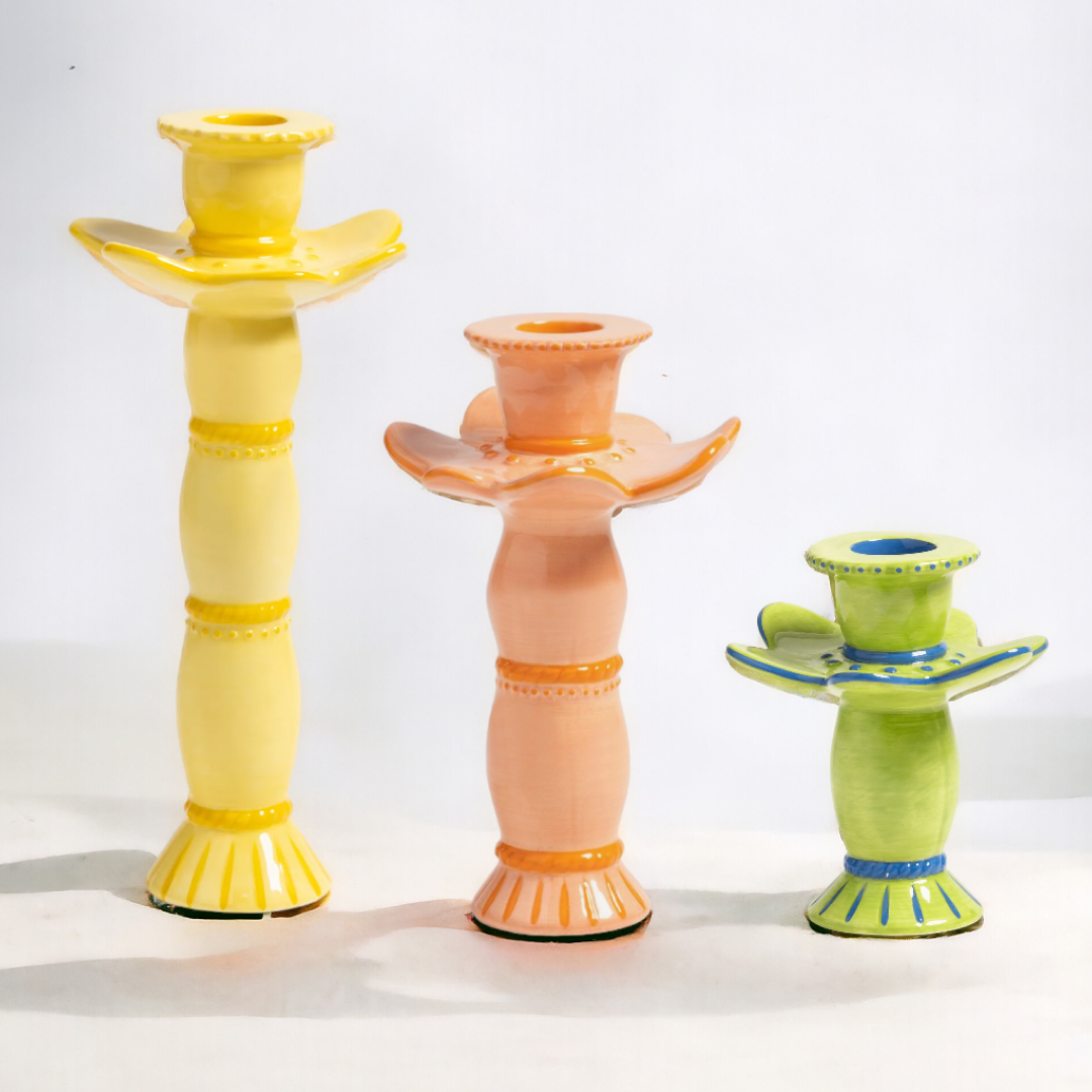 Bamboo Candle Stand - Green (Handmade)