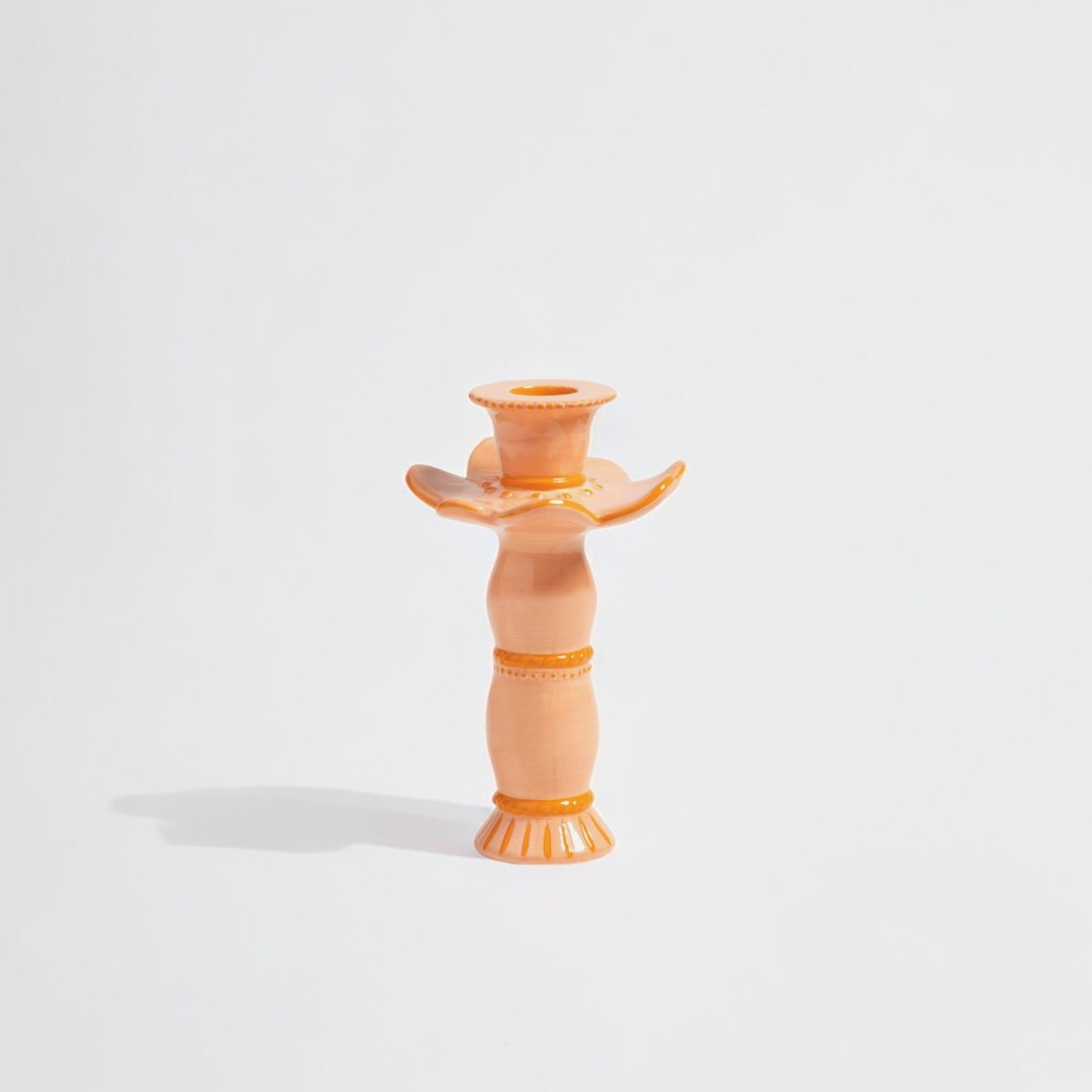 Bamboo Candle Stand - Orange (Handmade)