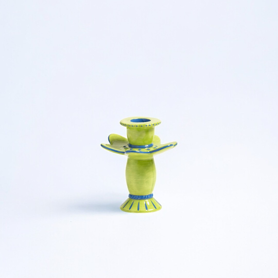 Bamboo Candle Stand - Green (Handmade)