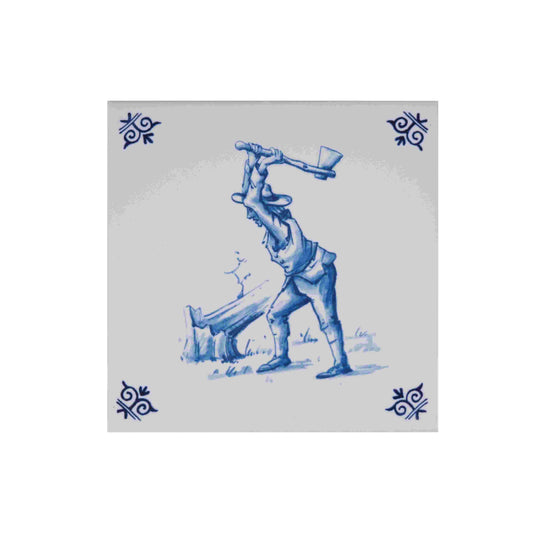 Royal Delft Dutch Heritage Tiles: Lumberjack