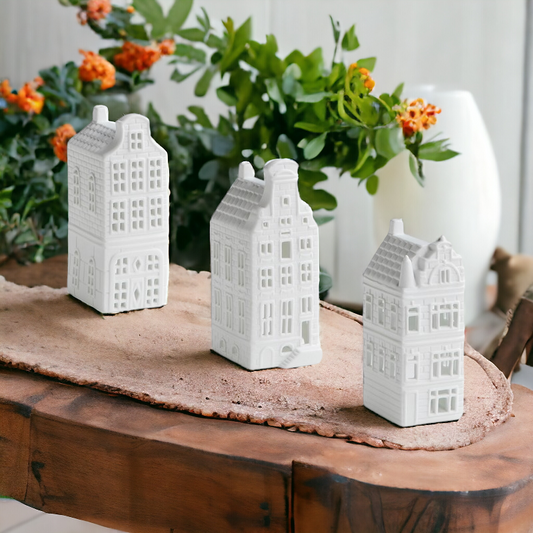 Tea Light Canal Houses: Reflection Set of 3