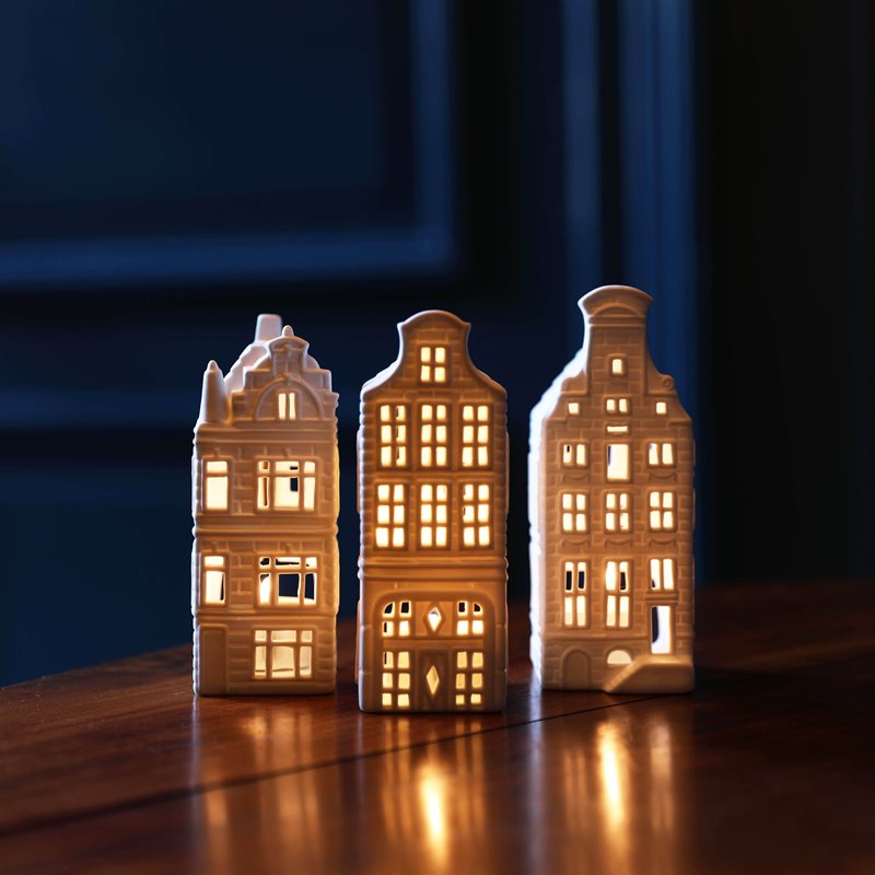 Tea Light Canal Houses: Reflection Set of 3
