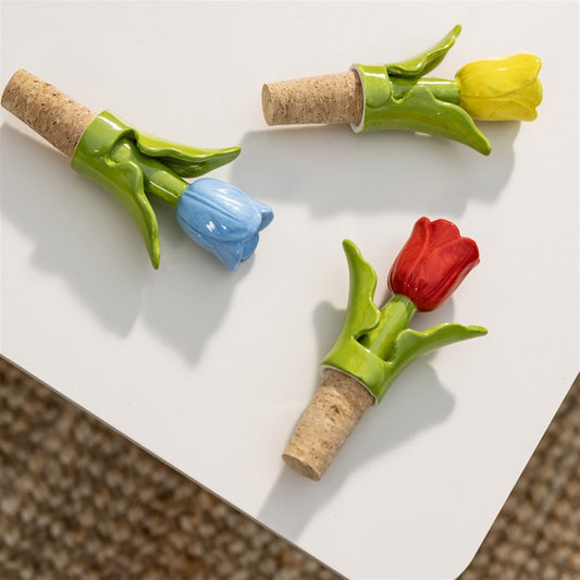 Delftware Tulip Bottle Stoppers: Set of 3