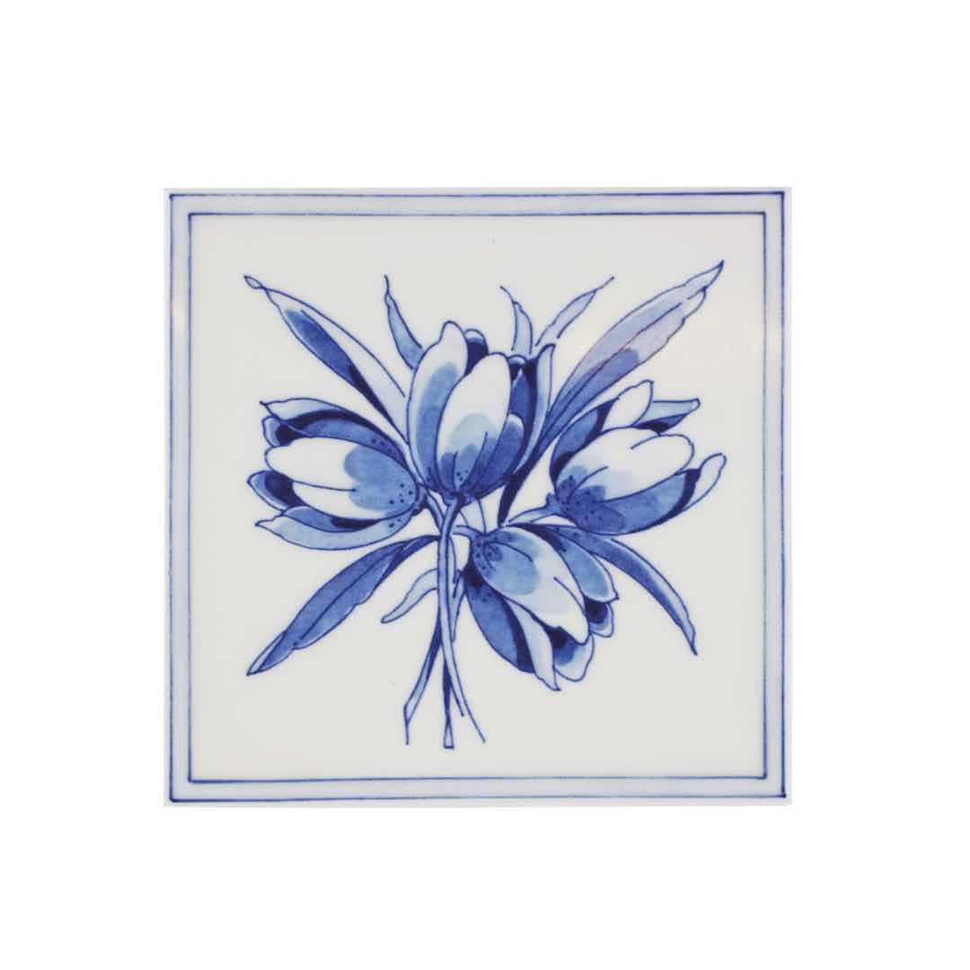 Royal Delft Dutch Heritage Tiles: Four Tulips