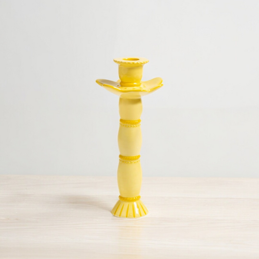 Bamboo Candle Stand - Yellow (Handmade)