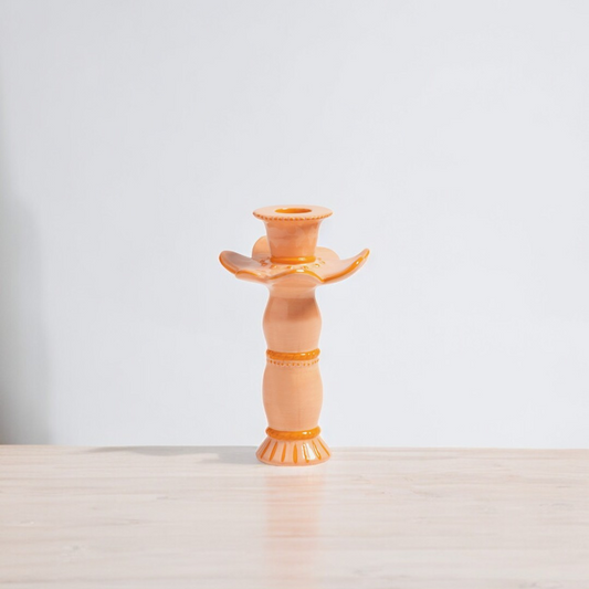 Bamboo Candle Stand - Orange (Handmade)